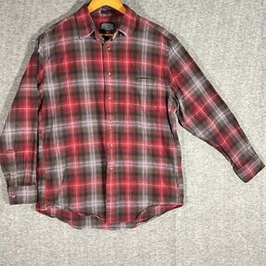 Pendleton Mason Flannel Mens L Red Plaid Long Sleeve Button Down Shirt